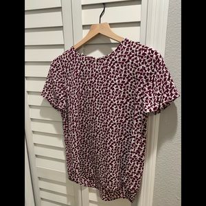 Ann Taylor purple floral short sleeve top size XS